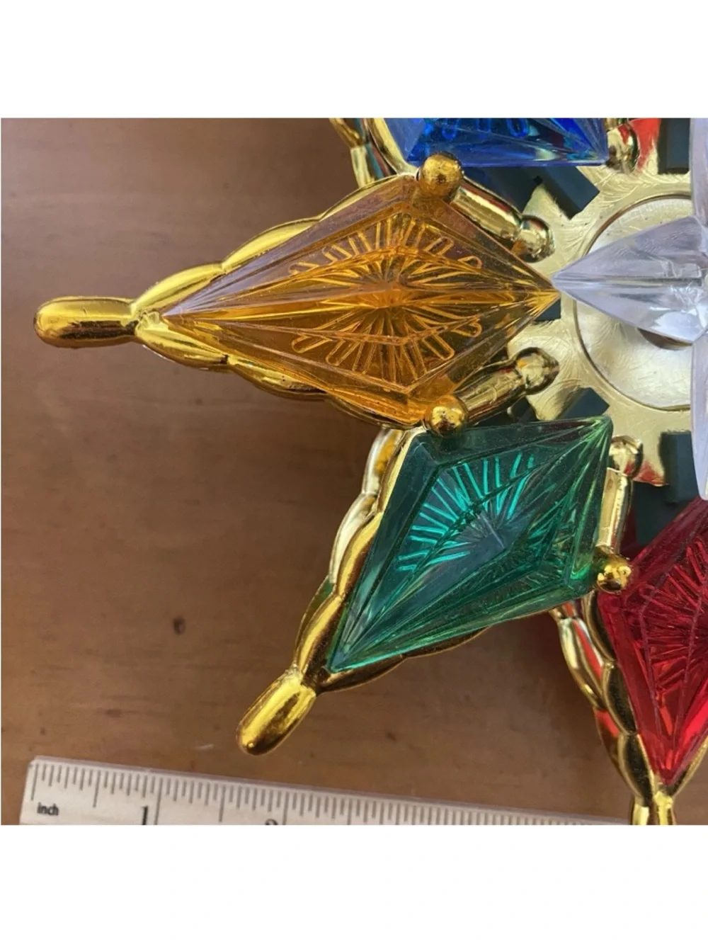 Vintage Retro Multicolored 8 Point Star Light Up Holiday Christmas Tree Topper